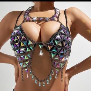 iHeartRaves Iridescent Geometric Top